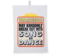 Hippowarehouse Warning May Randomly Break Out Into Song and Dance Tea Towel Eco Printed Dish Cloth Kitchen accessory 50cmx70cm 100% Cotton