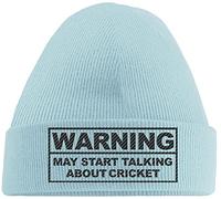 Hippowarehouse Warning May Start Talking About Cricket Embroidered Beanie Hat Blue with Black Stitch