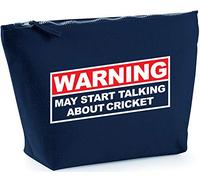 Hippowarehouse WARNING MAY START TALKING ABOUT CRICKET printed make up cosmetic wash bag 18x19x9cm