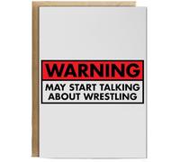 Hippowarehouse Warning may start talking about wrestling Birthday Card A5 Personalised with envelope for him for her Funny Cards for Men and Women Blank inside option