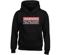 Hippowarehouse Warning may start talking about wrestling kids children's unisex Hoodie hooded top Black