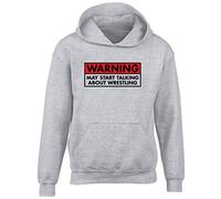 Hippowarehouse Warning may start talking about wrestling kids children's unisex Hoodie hooded top Grey