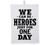 Hippowarehouse We Can Be Heroes For Just One Day Tea Towel Eco Printed Dish Cloth Kitchen accessory 50cmx70cm 100% Cotton