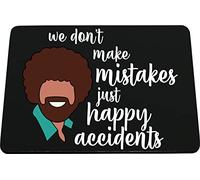 Hippowarehouse We don't make mistakes just happy accidents bob ross printed mouse mat pad accessory black rubber base 240mm x 190mm x 60mm