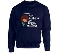 Hippowarehouse We Don't Make Mistakes just Happy Accidents bob Ross Unisex Jumper Sweatshirt Pullover (Specific Size Guide in Description) Navy Blue