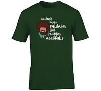 Hippowarehouse We Don't Make Mistakes just Happy Accidents bob Ross Unisex Short Sleeve t-Shirt (Specific Size Guide in Description) Forest Green