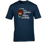 Hippowarehouse We Don't Make Mistakes just Happy Accidents bob Ross Unisex Short Sleeve t-Shirt (Specific Size Guide in Description) Navy Blue
