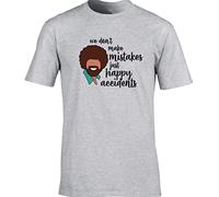 Hippowarehouse We Don't Make Mistakes just Happy Accidents bob Ross Unisex Short Sleeve t-Shirt (Specific Size Guide in Description) Grey