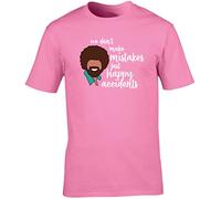 Hippowarehouse We Don't Make Mistakes just Happy Accidents bob Ross Unisex Short Sleeve t-Shirt (Specific Size Guide in Description) Pink