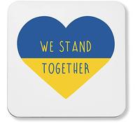 Hippowarehouse We stand together ukraine printed coaster gloss finish durable backing 9cm x 9cm 2 pack