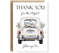 Hippowarehouse Wedding Thank You Card for the Perfect Getaway Car Personalised Card A6 with envelope for him for her Funny Cards for Men and Women Blank inside option