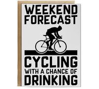 Hippowarehouse Weekend Forecast Cycling With a Chance of Drinking Birthday Card A5 Personalised with envelope for him for her Funny Cards for Men and Women Blank inside option
