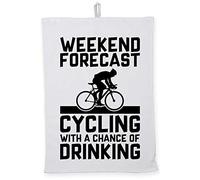Hippowarehouse Weekend Forecast Cycling With a Chance of Drinking Tea Towel Eco Printed Dish Cloth Kitchen accessory 50cmx70cm 100% Cotton