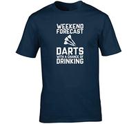 Hippowarehouse Weekend Forecast Darts with a Chance of Drinking Unisex Short Sleeve t-Shirt (Specific Size Guide in Description) Navy Blue