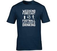 Hippowarehouse Weekend Forecast Football with a Chance of Drinking Unisex Short Sleeve t-Shirt (Specific Size Guide in Description) Navy Blue