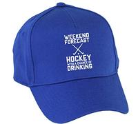 Hippowarehouse Weekend Forecast Hockey with a Chance of Drinking Baseball Cap hat Premium Printed 5 Panel OneSize Adults Royal Blue