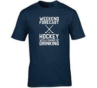 Hippowarehouse Weekend Forecast Hockey with a Chance of Drinking Unisex Short Sleeve t-Shirt (Specific Size Guide in Description) Navy Blue