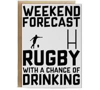 Hippowarehouse Weekend Forecast Rugby With a Chance of Drinking Birthday Card A5 Personalised with envelope for him for her Funny Cards for Men and Women Blank inside option