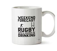 Hippowarehouse Weekend Forecast Rugby with a Chance of Drinking Printed Mug Cup Ceramic 10oz