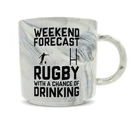 Hippowarehouse Weekend Forecast Rugby with a Chance of Drinking Printed Mug Various Colour Options Ceramic Cup Kitchenware 11oz