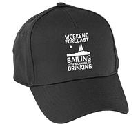 Hippowarehouse Weekend Forecast Sailing with a Chance of Drinking Baseball Cap hat Premium Printed 5 Panel OneSize Adults Black