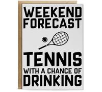Hippowarehouse Weekend Forecast Tennis With a Chance of Drinking Birthday Card A5 Personalised with envelope for him for her Funny Cards for Men and Women Blank inside option