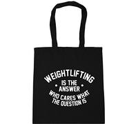 Hippowarehouse Weightlifting is the Answer Who Cares What the Question Is Tote Shopping Gym Beach Bag 42cm x38cm, 10 litres