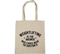 Hippowarehouse Weightlifting is the Answer Who Cares What the Question Is Tote Shopping Gym Beach Bag 42cm x38cm, 10 litres