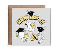 Hippowarehouse Well Done Graduation Hats and Balloons Personalised Card. 15cm x 15cm with envelope for him for her Funny Cards for Men and Women Blank inside option