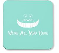 Hippowarehouse we're all mad here pack of 2 coasters gloss finish durable backing 9cm x 9cm
