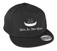 Hippowarehouse We're All mad here Snapback hat Premium Printed 5 Panel Flat Peak Cotton OneSize Adults Black