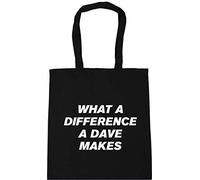 Hippowarehouse What a difference a dave makes Tote Shopping Gym Beach Bag 42cm x38cm, 10 litres