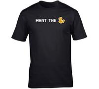 Hippowarehouse What The Duck Pixelated Old School Game Style Farm Animal Unisex Short Sleeve t-Shirt (Specific Size Guide in Description) Black