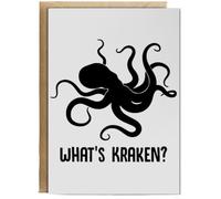 Hippowarehouse What's Kraken Birthday Card A5 Personalised with envelope for him for her Funny Cards for Men and Women Blank inside option