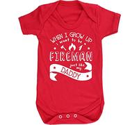 Hippowarehouse When I Grow Up I Want to be a Fireman Just Like My Daddy Baby Vest Bodysuit (Short Sleeve) Boys Girls Red