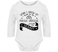 Hippowarehouse When I Grow Up I Want to be a Police Officer Just Like My Mummy Baby Vest Bodysuit (Long Sleeve) Boys Girls White