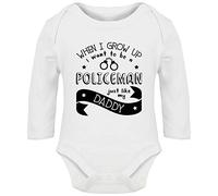 Hippowarehouse When I Grow Up I Want to be a Policeman Just Like My Daddy Baby Vest Bodysuit (Long Sleeve) Boys Girls White