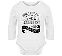 Hippowarehouse When I Grow Up I Want to be a Scientist Just Like My Mummy Baby Vest Bodysuit (Long Sleeve) Boys Girls White