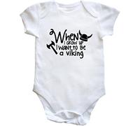 Hippowarehouse When I grow up I want to be a viking baby vest bodysuit (short sleeve) boys girls