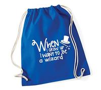 Hippowarehouse When I grow up I want to be a wizard Drawstring Cotton School Gym Kid Bag Sack 37cm x 46cm, 12 litres