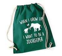 Hippowarehouse When I Grow Up I Want To Be A Zookeeper Drawstring Cotton School Gym Bag 37cm x 46cm, 12 litres