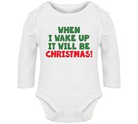 Hippowarehouse When I wake up it will be christmas! baby vest bodysuit (long sleeve) boys girls