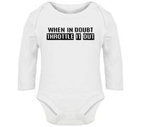 Hippowarehouse When in Doubt Throttle It Out Motorcycle Motorbike Biker Baby Vest Bodysuit (Long Sleeve) Boys Girls White