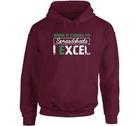 Hippowarehouse When it Comes to Spreadsheets I excel Unisex Hoodie Hooded top (Specific Size Guide in Description) Maroon