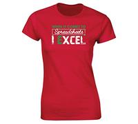Hippowarehouse When it Comes to Spreadsheets I excel Womens Fitted Short Sleeve t-Shirt (Specific Size Guide in Description) Red
