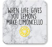 Hippowarehouse When Life Gives You Lemons Make Limoncello printed coaster gloss finish durable backing 9cm x 9cm