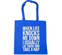 Hippowarehouse When Life Knocks Me Down I Take A Nap Tote Shopping Gym Beach Bag 42cm x38cm, 10 litres