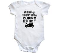 Hippowarehouse When Life Throws You A Curve Lean Into It Motorbike baby vest bodysuit (short sleeve) boys girls