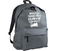 HippoWarehouse When Life Throws You A Curve Lean Into It Motorbike Backpack ruck Sack Dimensions: 31 x 42 x 21 cm Capacity: 18 litres