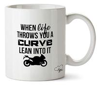 Hippowarehouse When Life Throws You A Curve Lean Into It Motorbike Printed Mug Cup Ceramic 10oz